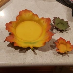 Partylite Ceramic Large & 2 Tea Candle Holders